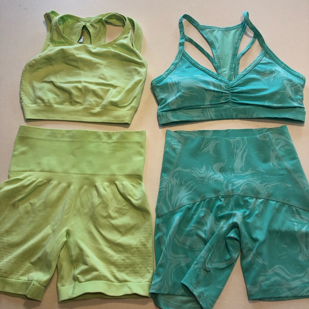 Two Gymshark matching sports bra sets